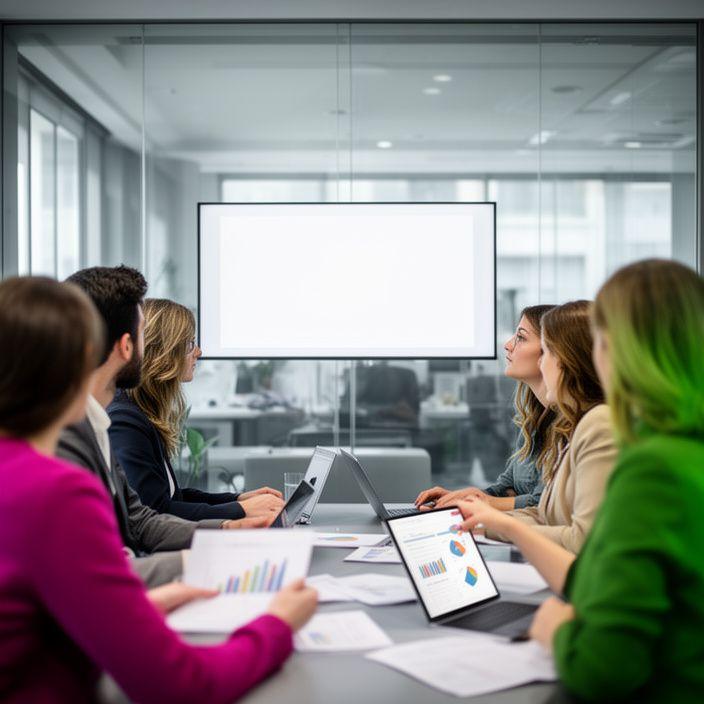 HR team reviewing partnership results in a modern Athens office with charts on a glass wall